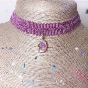 90’s baby purple choker with iridescent charm